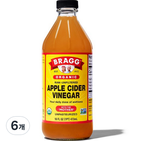 브래그 사과 식초, 473ml, 6개
