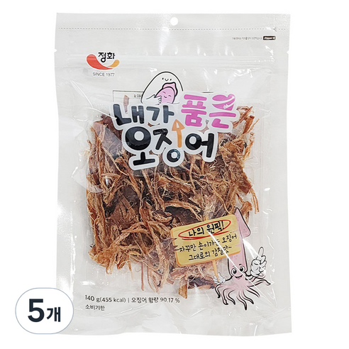 정화식품 내가 품은 건어물 오징어 간식 주전부리, 140g, 5개