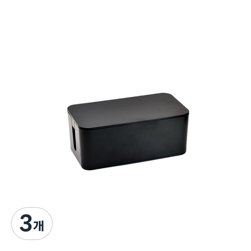 저스틴 심플 멀티탭 케이블 정리함 S 블랙, 3개
