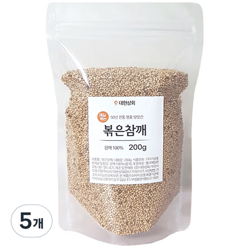 대현상회 볶은 참깨, 200g, 5개