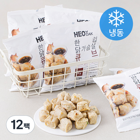 허닭 한입 닭가슴살 큐브 떡갈비맛 (냉동), 100g, 6팩