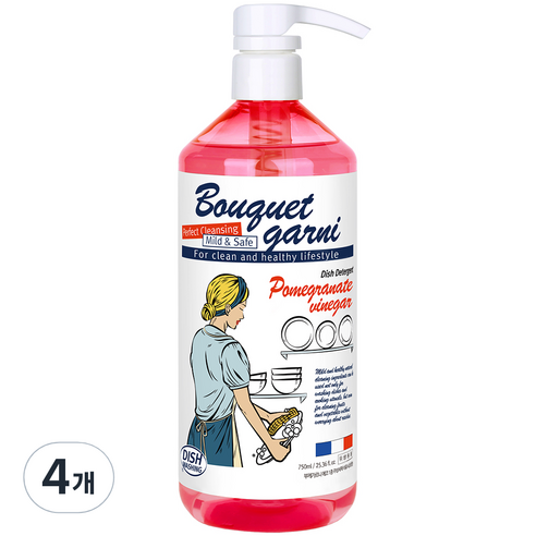 부케가르니 에코 1종 주방세제 석류식초향, 4개, 750ml