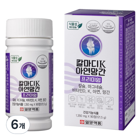 일양약품 칼마디K 아연 망간 프리미엄 영양제 121.5g, 6개, 90정