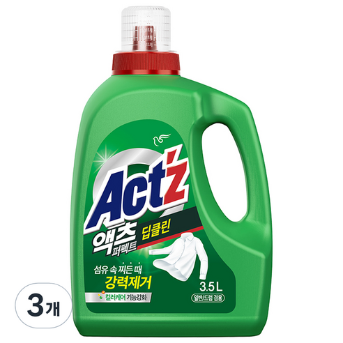 액츠 퍼펙트 딥클린 액상세제 본품, 3.5L, 3개