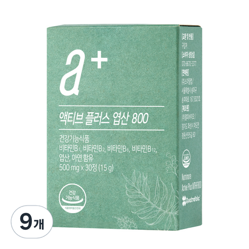 뉴트리모어 액티브 플러스 엽산 800 15g, 30정, 9개