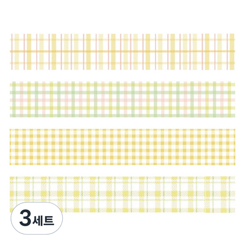 마켓A 플레이드 종이 마스킹테이프 2cm x 2m 4종 세트, TYPE4, 3세트