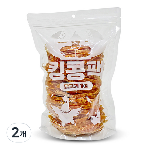 킹콩팩 강아지 간식, 2개, 1kg, 닭가슴살 슬라이스