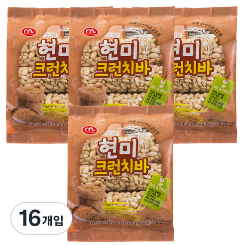 맘모스제과 현미 크런치바, 70g, 16개