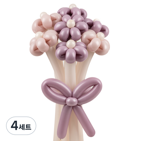 셈퍼텍스 요술풍선 데이지 튤립 꽃다발 만들기 세트, 더스크 라벤더로즈 2색혼합, 4세트