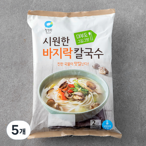 청정원 바지락칼국수 2인분, 366g, 5개