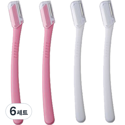 엘리식스 안전캡 눈썹칼 2종 x 2p 세트, 6세트, 핑크, 화이트