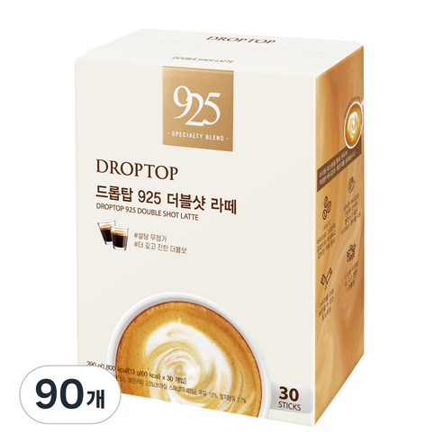 드롭탑 925 더블샷라떼 커피믹스, 30개입, 3개, 13g