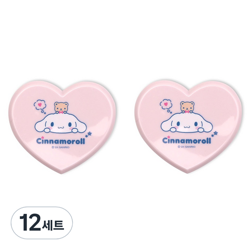 케이제이잡화점 하트 빗 + 거울 세트, 시나모롤 핑크, 12세트