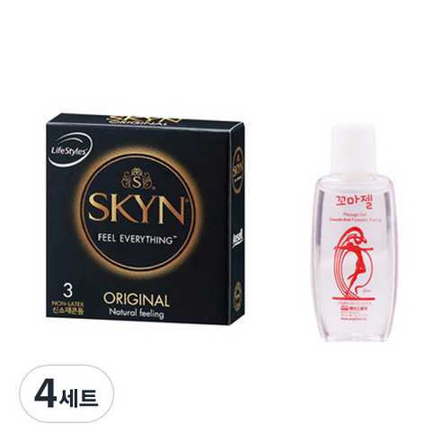 라이프스타일 안셀 스킨 오리지널 콘돔 3p + 에이스 꼬마젤 20ml, 4세트