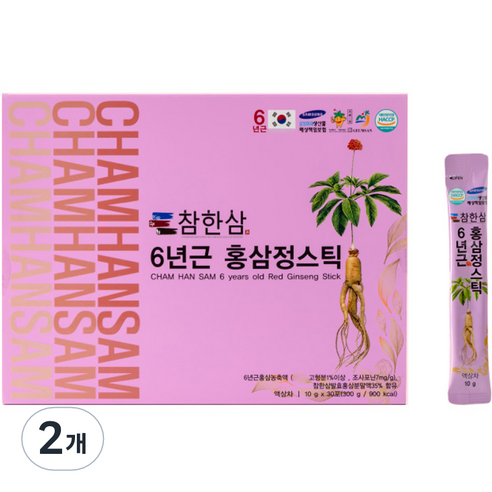 참한삼 6년근 홍삼정스틱 30p + 쇼핑백, 300g, 2개