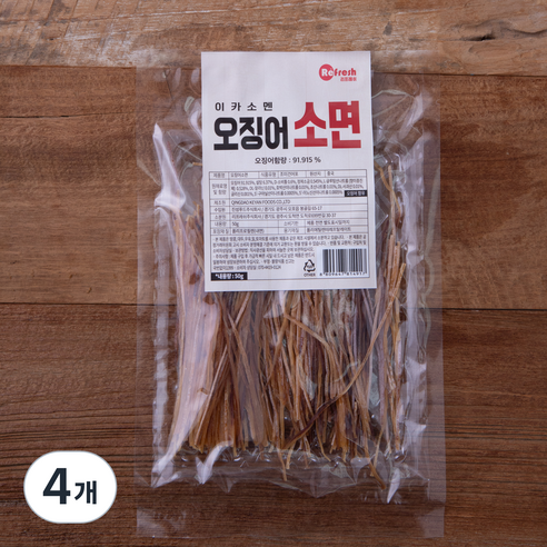 리프레쉬 이카소멘 오징어 소면, 50g, 4개