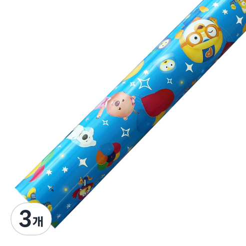 뽀로로 증착롤 포장지 중 37.5cm x 12m, 블루, 3개