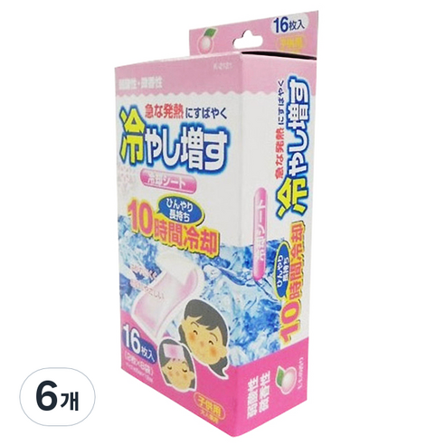 [쿠팡수입] 코쿠보 열 냉각시트 어린이용 복숭아향, 16개입, 6개
