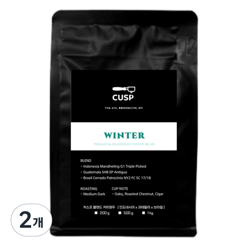 커스프 윈터 블렌드 커피원두, 1kg, 2개, 홀빈(분쇄안함)