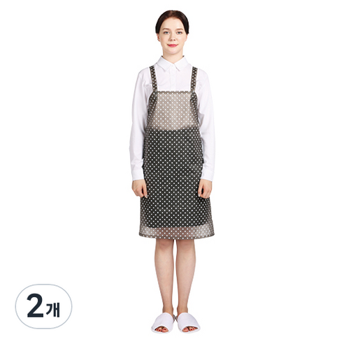 웰프런 우레탄 방수앞치마 유니도트 소, 반투명 블랙, 2개