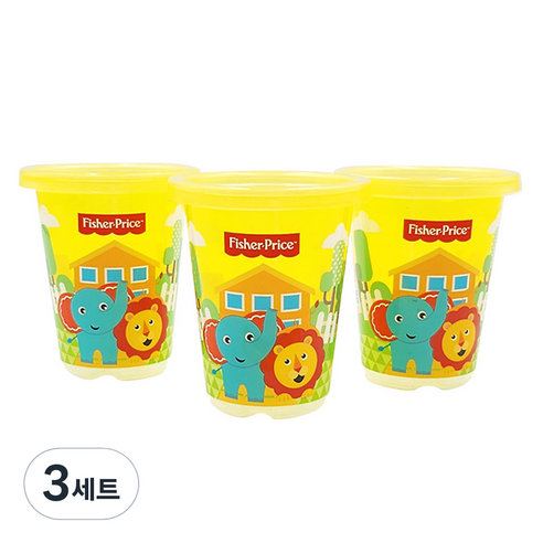 피셔프라이스 3팩 빨대 주스컵 세트 296ml, 옐로우, 3세트