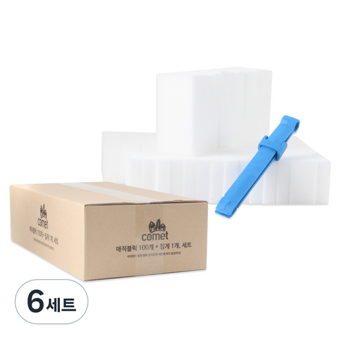 코멧 매직블럭 중형 100개 + 집게핀 1개, 6세트