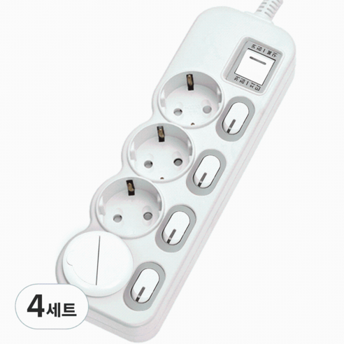 에코파워탭 국산 LED 개별 멀티탭 4구 EPM-L304SS 안전커버, 1.5m, 4세트