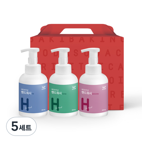 레인보우샵 핸드워시 무향 300ml + 아로마향 300ml + 플라워코튼향 300ml, 5세트