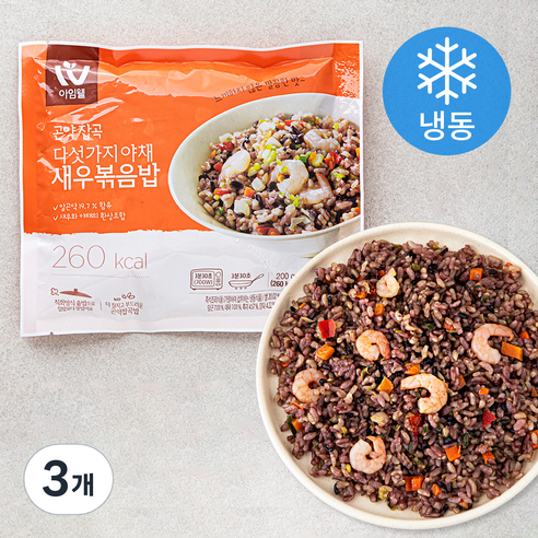 아임웰 곤약잡곡 다섯가지 야채 새우 볶음밥 (냉동), 3개, 200g