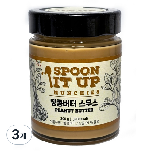 스푼잇업 땅콩버터 스무스, 3개, 200g