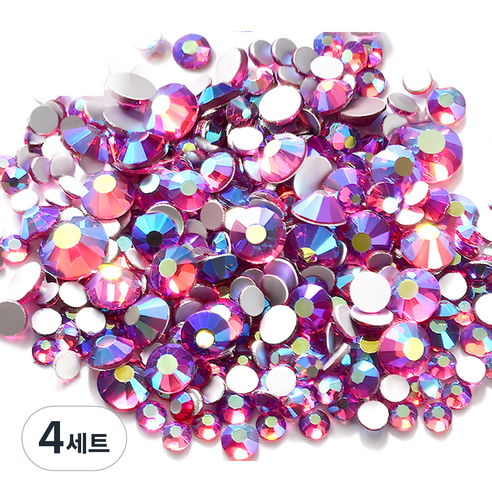 메이브라운 셀프네일 고급 컬러 사이즈혼합 평 네일스톤, M03101(퍼플핑크), 4세트