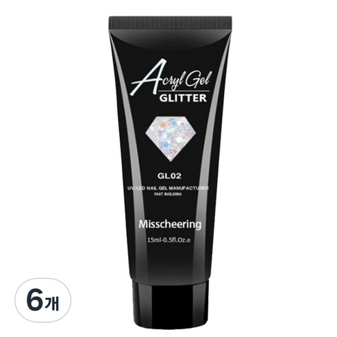 고고블랑 네일연장 글리터 폴리젤 15ml, GL02, 6개
