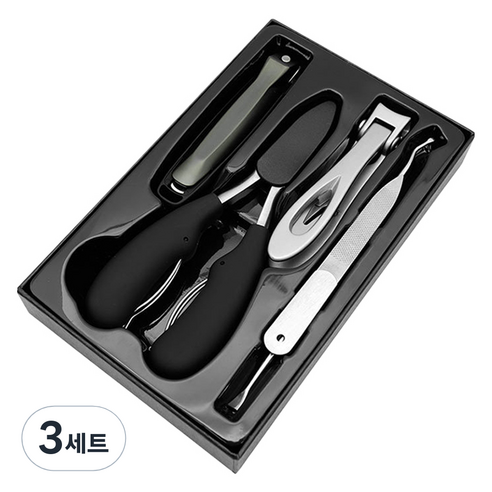 Daybyday 전문가용 손톱깎이 5종 세트, 3세트, 실버블랙