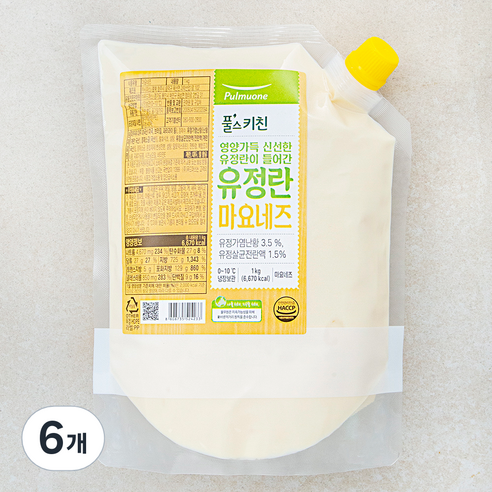 풀무원 풀스키친 유정란 마요네즈, 1kg, 6개