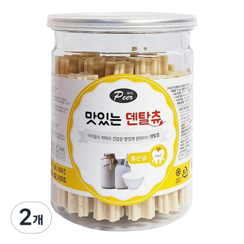 피어 맛있는 덴탈츄 치석제거 덴탈껌 유산균 250g, 2개