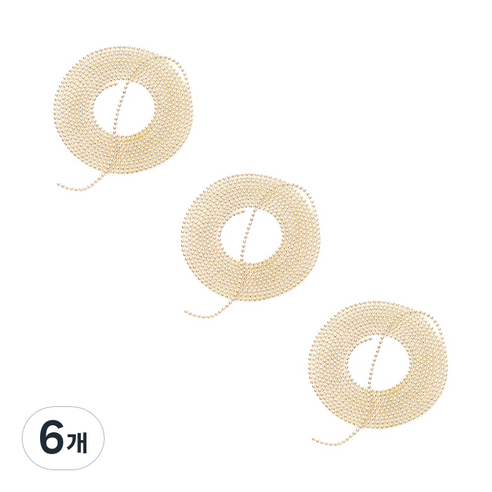 아리코 네일아트 볼줄 체인 파츠 1mm x 90cm, 골드, 6개