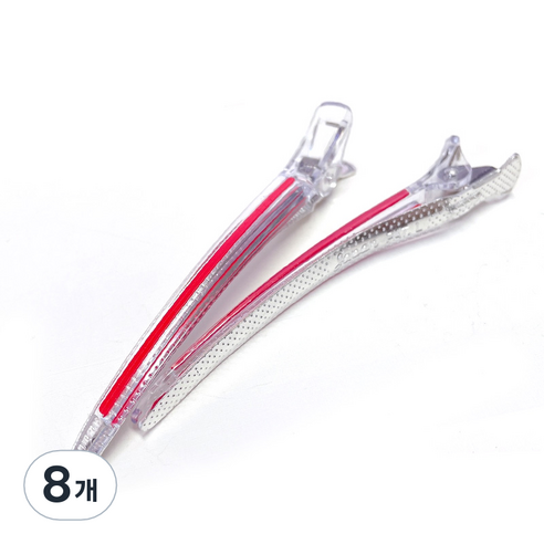 다카라 크리스탈 헤어클립 대 120mm, 8개, 투명 + 레드