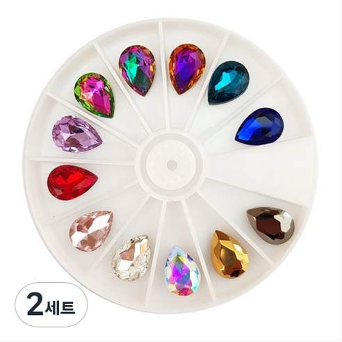 NAILROOM 네일 파츠 no 338 글라스물방울스톤세트, 2개, no.338 글라스물방울스톤세트