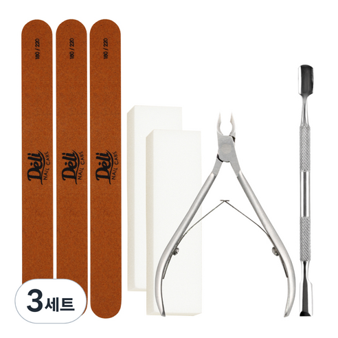 델리뷰티 네일케어 기초세트, 니퍼 + 푸셔 + 우드파일 3p + 샌딩 2p, 3세트