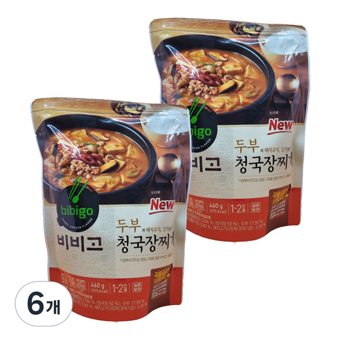 비비고 두부 청국장찌개, 460g, 6개
