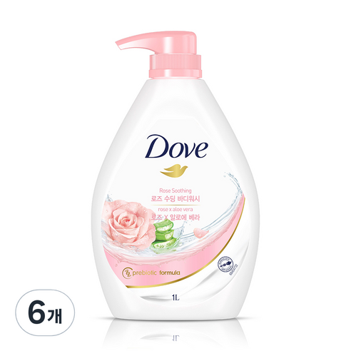 도브 로즈 수딩 바디워시, 6개, 1L
