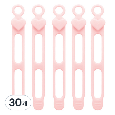 마다꾸미 실리콘 케이블타이 콘세트 선 라인 정리, 31 하트 핑크, 30개