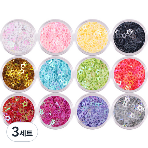 반해라 공간 별 글리터 12p, 혼합 색상, 3세트