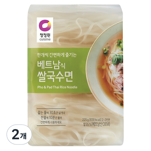 청정원 베트남식 쌀국수면225g(4mm), 2개, 225g