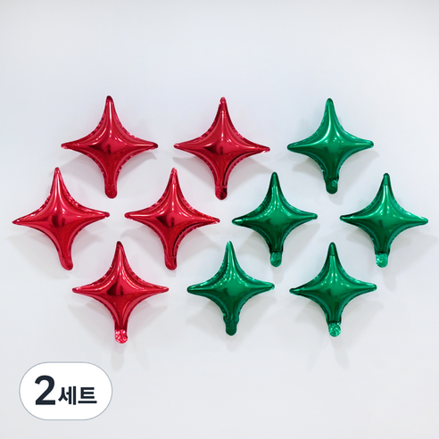 파티공구 사각별모양 은박풍선 레드 15p + 그린 15p 세트, 레드, 그린, 2세트