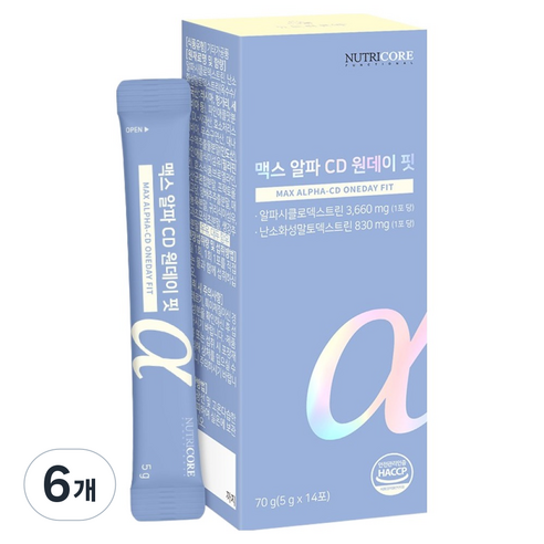 뉴트리코어 맥스 알파 CD 원데이 핏, 14회분, 5g, 6개