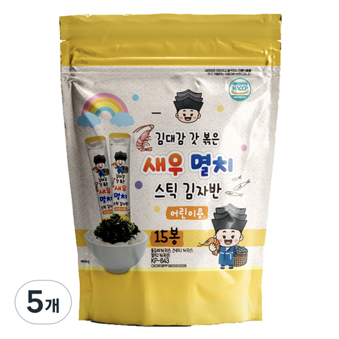 김대감 스틱 김자반 새우멸치 어린이용 15p, 150g, 5개