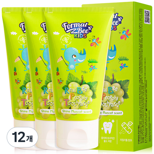 포멀비 키즈 리얼비 프로폴리 치약 샤인머스켓향, 60g, 12개