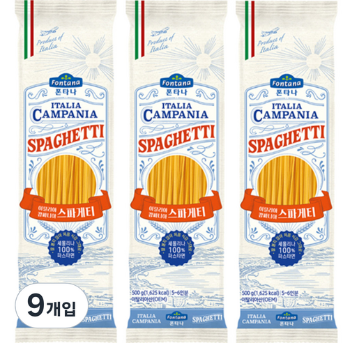 폰타나 이탈리아 캄파니아 스파게티, 500g, 9개
