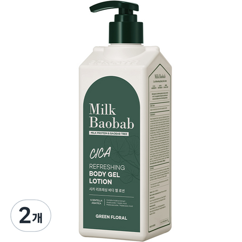 밀크바오밥 시카 리프레싱 바디 젤 로션 그린 플로럴향, 500ml, 2개